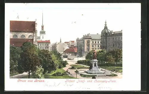 AK Brünn / Brno, Kaiser-Josef- und Lazansky-Platz