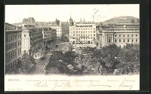 AK Brünn / Brno, Krapfengasse, K. K. Staatsoberschule, Industriebeamtenpalais