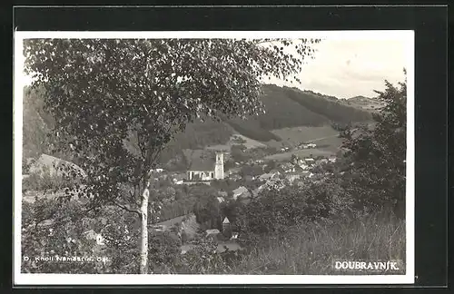 AK Doubravnik, Ortsansicht mit Kirche