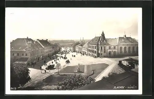 AK Austerlitz /Slavkov, Namesti, Marktplatz aus der Vogelschau