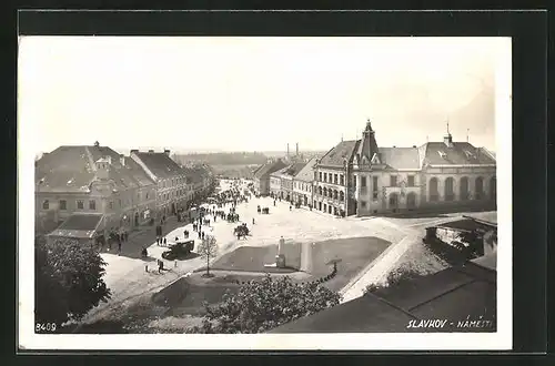 AK Austerlitz /Slavkov, Namesti, Marktplatz aus der Vogelschau