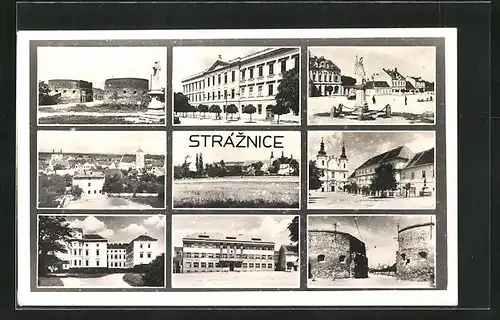 AK Straznice, Skalicka Brana, Pomnik, Namesti, Kostel