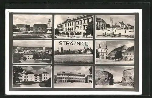 AK Straznice, Skalicka Brana, Pomnik, Namesti, Kostel