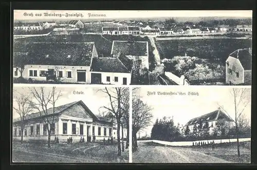 AK Weinberg-Frainspitz, Panorama, Schule, Fürst. Liechtenstein`sches Schloss