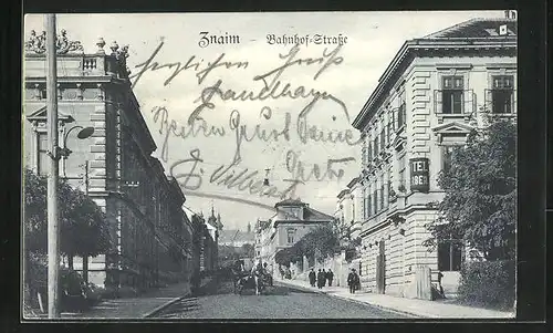 AK Znaim, Bahnhof-Strasse