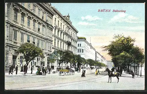 AK Brünn / Brno, Strassenpartie am Bahnring