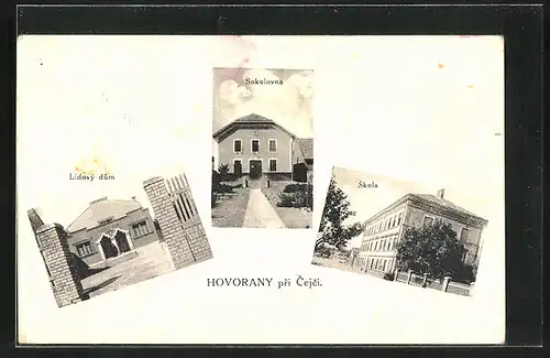 AK Hovorany pri Cejci, Lidovy dum, Sokolovna, Skola
