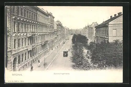 AK Brünn, Blick die Schmerlingstrasse hinab