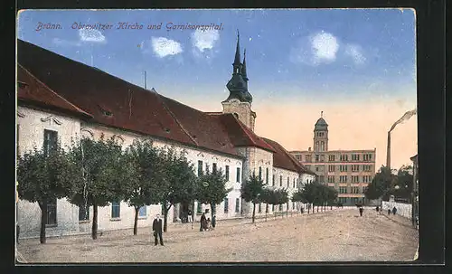 AK Brünn / Brno, Obrowitzer Kirche und Garnisonspital