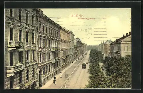 AK Brünn / Brno, Strassenbahn auf Schmerlingstrasse