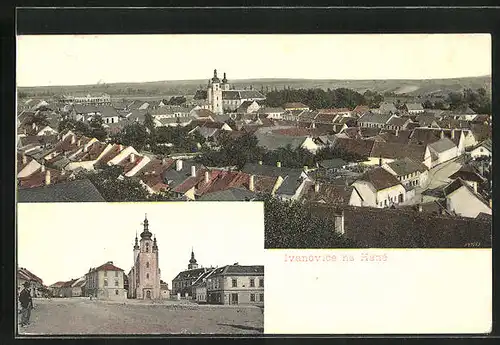 AK Eiwanowitz /Mähren, Kirche im Detail und in Ortsansicht