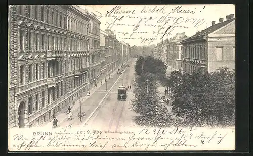 AK Brünn / Brno, Strassenbahn auf der Schmerlingstrasse