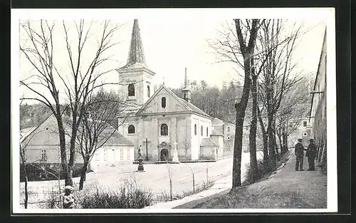 AK Raitz an der Zwittawa, Kirche im Winter