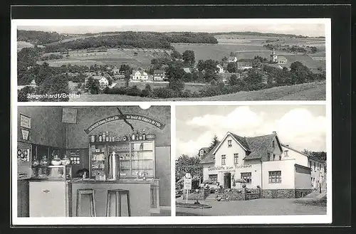 AK Ziegenhardt /Bröltal, Gasthaus zur Fischerin von Aussen und Innen