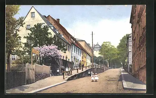 AK Oederan, Kinder auf der äusseren Frankenberger Strasse