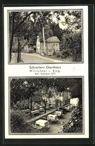 AK Wilischtal /Erzgeb., Schreiters Gasthaus mit Restaurant