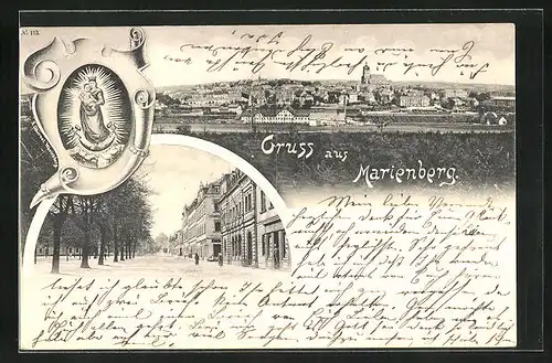 AK Marienberg, Teilansicht, Strassenpartie, Heiligenbild