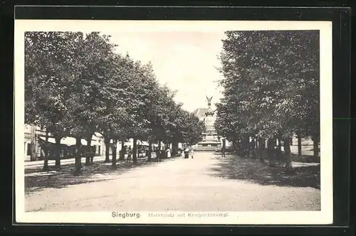 AK Siegburg, Marktplatz mit Kriegerdenkmal