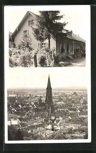 AK Freiburg i. Br., Ortsansicht aus der Vogelschau, Gebäudeansicht