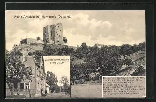 AK Harkerode /Ostharz, Gasthaus zur Erholung, Ruine Arnstein