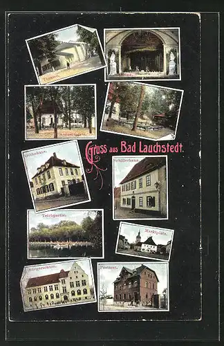 AK Bad Lauchstedt, Theater, Göthehaus, Konzertplatz
