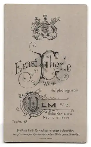 Fotografie Ernst Eberle, Ulm a. D., Neuthorstrasse, Gardeuffz. des Musikkorps