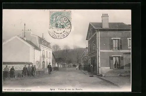 AK Igny, Usine et rue du Moulin