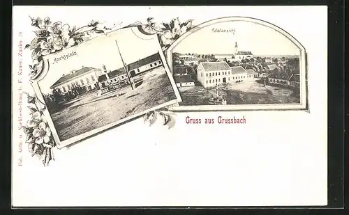 AK Grussbach, Marktplatz, Totalansicht