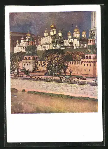 Künstler-AK Moskau, Blick zum Kremlin