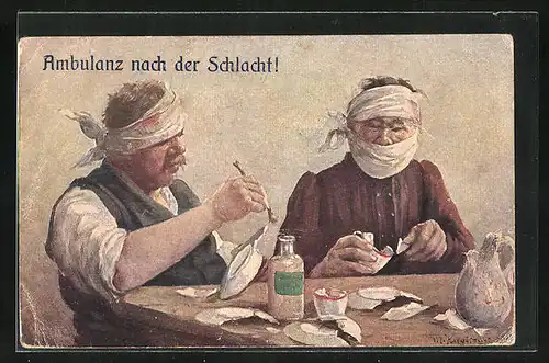 Künstler-AK Max Kuglmayr: Ambulanz nach der Schlacht!