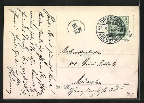 Foto-AK Junge im Matrosenanzug steht neben Bernhardiner