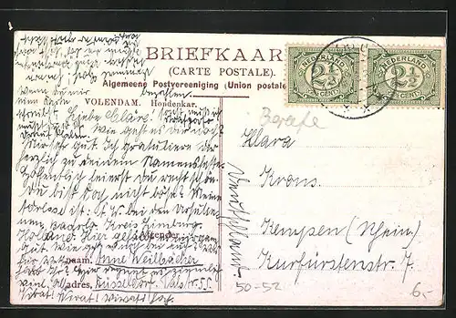 AK Volendam, Hondenkar, Mann mit Hundegespann