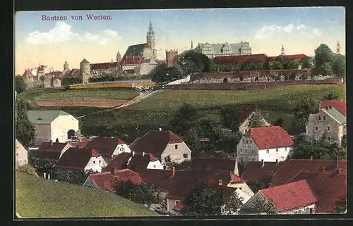 AK Bautzen, Westansicht des Ortes