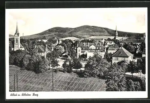 AK Löbau i. Sa., Teilansicht mit Löbauer Berg