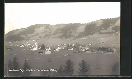 AK Weitnau i. bayr. Allgäu, Panorama mit Sonneck