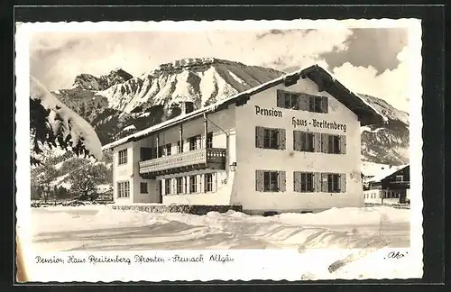 AK Pfronten-Steinach /Allgäu, Pension-Gasthof Haus Breitenberg gegen Alpenpanorama