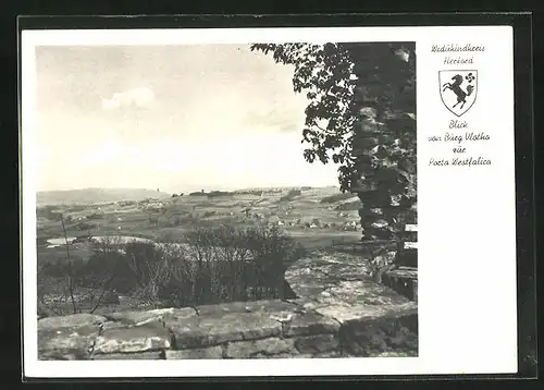 AK Herford, Panorama, Blick von Burg Vlotho zur Porta Westfalica