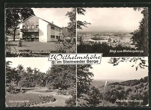AK Haldem, Berggasthof Wilhelmshöhe, Panorama mit Berglandschaft