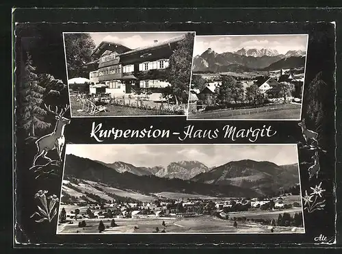 AK Oy /Allgäu, Gasthof-Kurpension Haus Margit, Bergpanorama