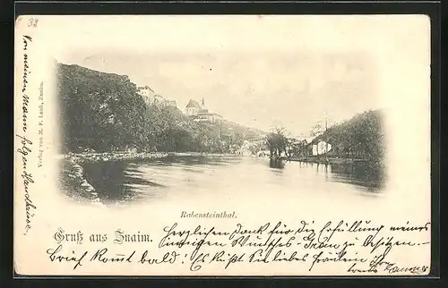 AK Znaim /Znojmo, Rabensteintal mit Blick zur Burg