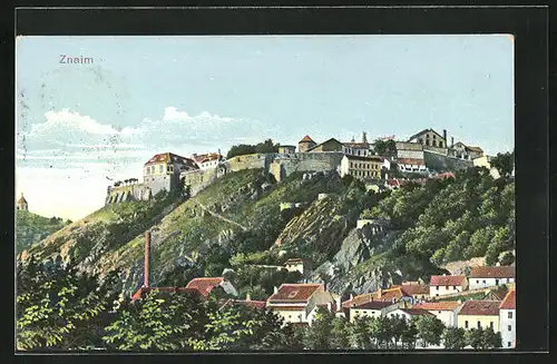 AK Znaim /Znojmo, Blick auf die Burgmauern