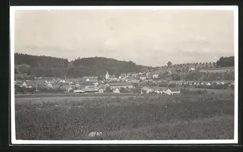 Foto-AK Lysice, Panorama, Kostel