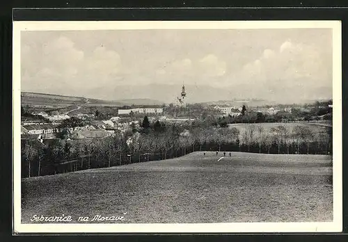 AK Sebranice na Mor., Panorama, Kostel