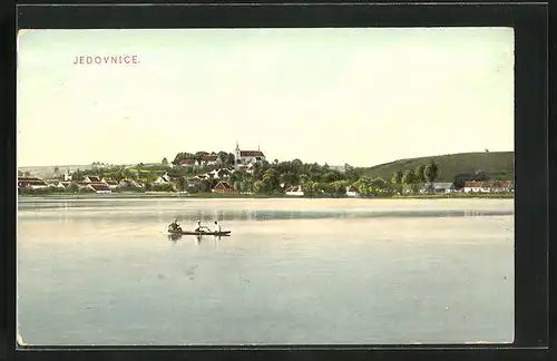 AK Jedovnice, Panorama vom Wasser aus