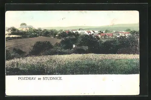 AK Studnice, Panorama vom Feld aus