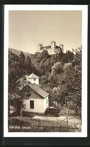 AK Racice, Zâmek, Blick zum Schloss