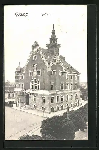 AK Göding / Hodonin, Rathaus aus Ostansicht