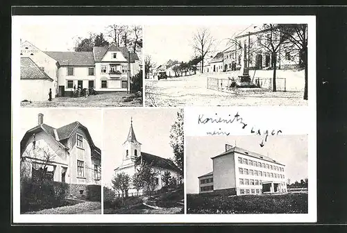 AK Knienitz, Kirche, Schule und Denkmal