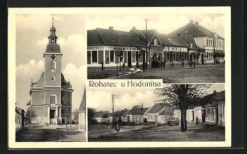AK Rohatec u Hodonina, Kirche, Turnhalle, Ortspartie
