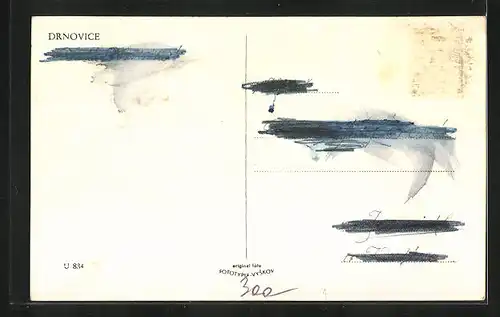 AK Drnovice, Teilansicht, Gebäudeansicht, Denkmal